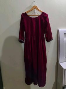 Elegant Maroon Embroidered Kurta with Dupatta