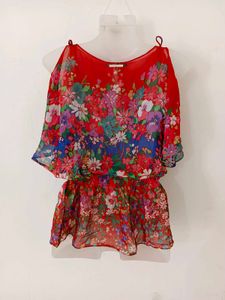 Vibrant Floral Print Off-Shoulder Top