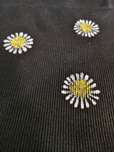 Black Daisy Print Cropped Top
