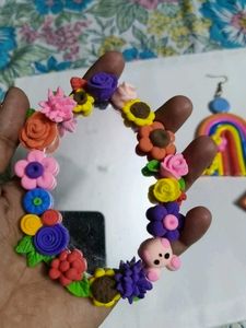 Handmade Flower &amp; Rainbow Mirror &amp; Earrings