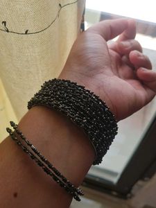 Black Beaded Bangle Set