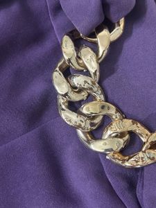 Purple Wide Leg Korean Pants with Chain Detail