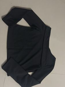 combo of Black Long Sleeve Crop Top And Jeans