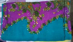 Blue Floral Print Sarees(Set of 3)
