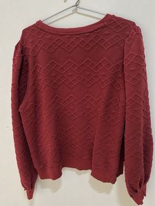 Maroon Textured Crewneck Sweatshirt