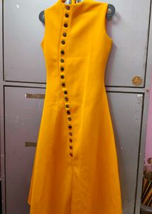 Vibrant Yellow dress with Button Detail