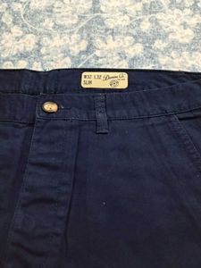 Navy Blue Straight Fit Pants