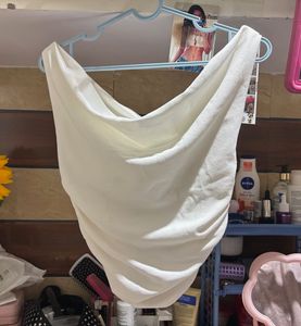 Elegant White Draped Top
