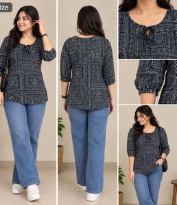 Stylish Printed Tie-Neck Top