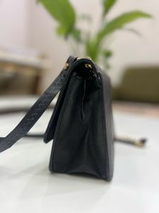 Chic Black Crossbody Bag with Chain Detail