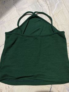 Dark Green Halter Neck Crop Top