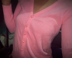 Pink Button-Down Cardigan