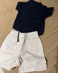 Navy Shirt and white Shorts Set