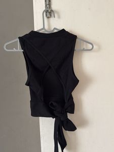 Sleek Black Sleeveless backless Top