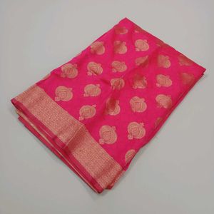 new Vibrant Pink Saree  with blouse piece