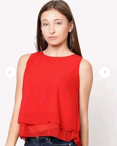 Chic Red Layered Sleeveless Top