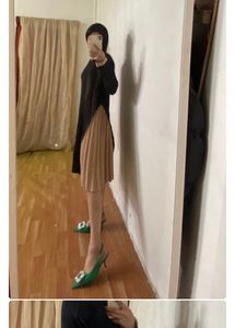 Black And Brown Pleated Dress