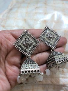 Oxidized Silver Jhumka Hoop Earrings combo