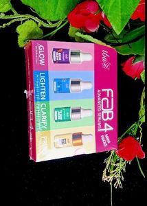 Iba Fab4 Advanced Serums Mini Packs Set of 4 (3ml*4 PCs) | Salicylic Acid, Niacinamide, Vitamin C and 24K Gold | For For Glowing, Hydrated, Clear Skin | All Skin Types | 100% Vegan & Cruelty-Free
