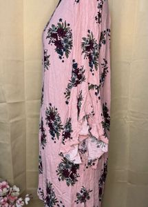 Light Pink Floral Bell Sleeve Dress