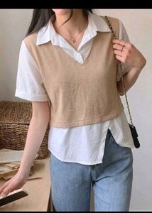 Korean Pinterest Black Cute Button-Up Top
