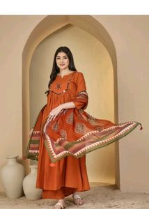 NEW Gulmohar jaipur Orange Kurta Set with Dupatta