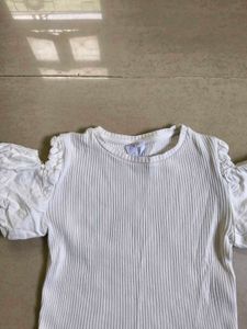ZARA White Ribbed Top