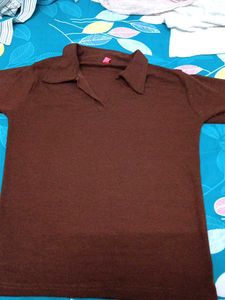 Classic Brown Polo Neck Top
