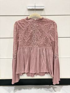 Boho Lace Bell Sleeve Peplum Top