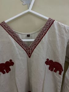 Embroidered Elephant Kurta