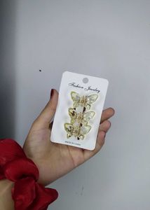 Crystal Butterfly Hair Clips (Set of 3)