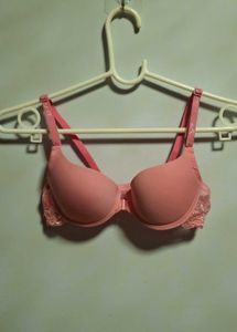 Pink Lacey Front Closure Push Up Bra