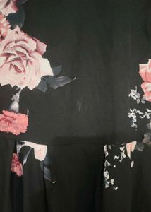 Floral Print Black Dress🌸