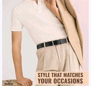 Reversible Leather Belt with Rotating Buckle