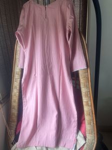 Elegant Pink Kurta set with Organza Dupatta