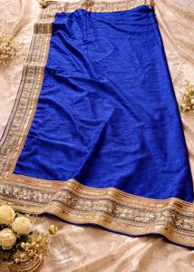 Stunning Blue &amp; Gold Embellished Saree
