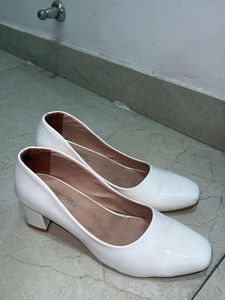 Chic White Block Heels