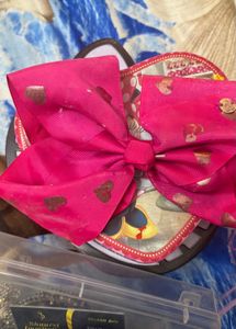 Bright Pink Heart Hair Bow