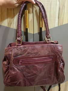 Chic Maroon Leather Handbag