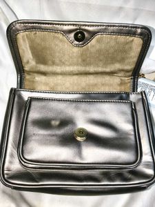 Chic Quilted Chain Sling Bag metallic silver