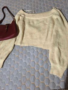 Cream Off-Shoulder Sweater