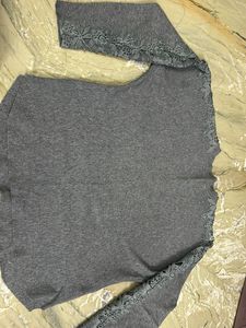 lace knit sweatshirt and sweater