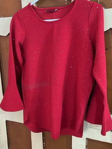 Sparkling Red Bell Sleeve Top