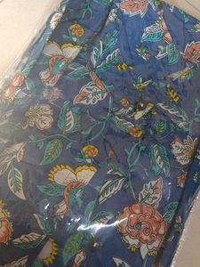 Blue Floral Print Kurta Set