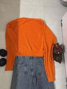 Orange Sweater and Ripped Jeans Set