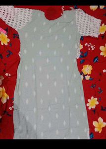 Elegant Mint Green Kurta Set with White Lace