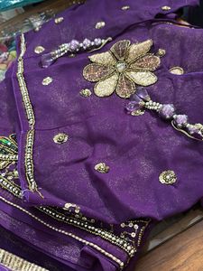 Exquisite Purple Embellished Saree