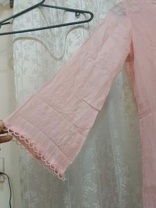 mul cotton Pink Embroidered Kurta