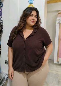 Comfy Brown Button-Up Top