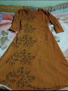 Elegant Brown Floral Print Maxi Dress